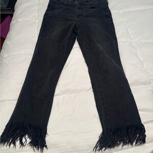 American Eagle Outfitters Black Fringed Flare Jeans